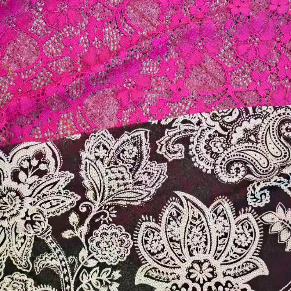 Трикотажная эластичная кружевная ткань из полиэстера/спандекса, белая кружевная вышивка, кружевная ткань из красного и золотого кружева, эластичная ткань