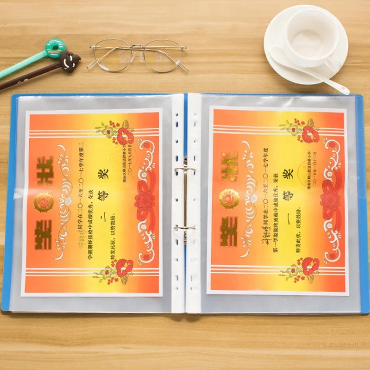 Customizable Office File Folder 2/3/4-Hole Ring Binder A4 Metal Clip School Office Made Durable PP