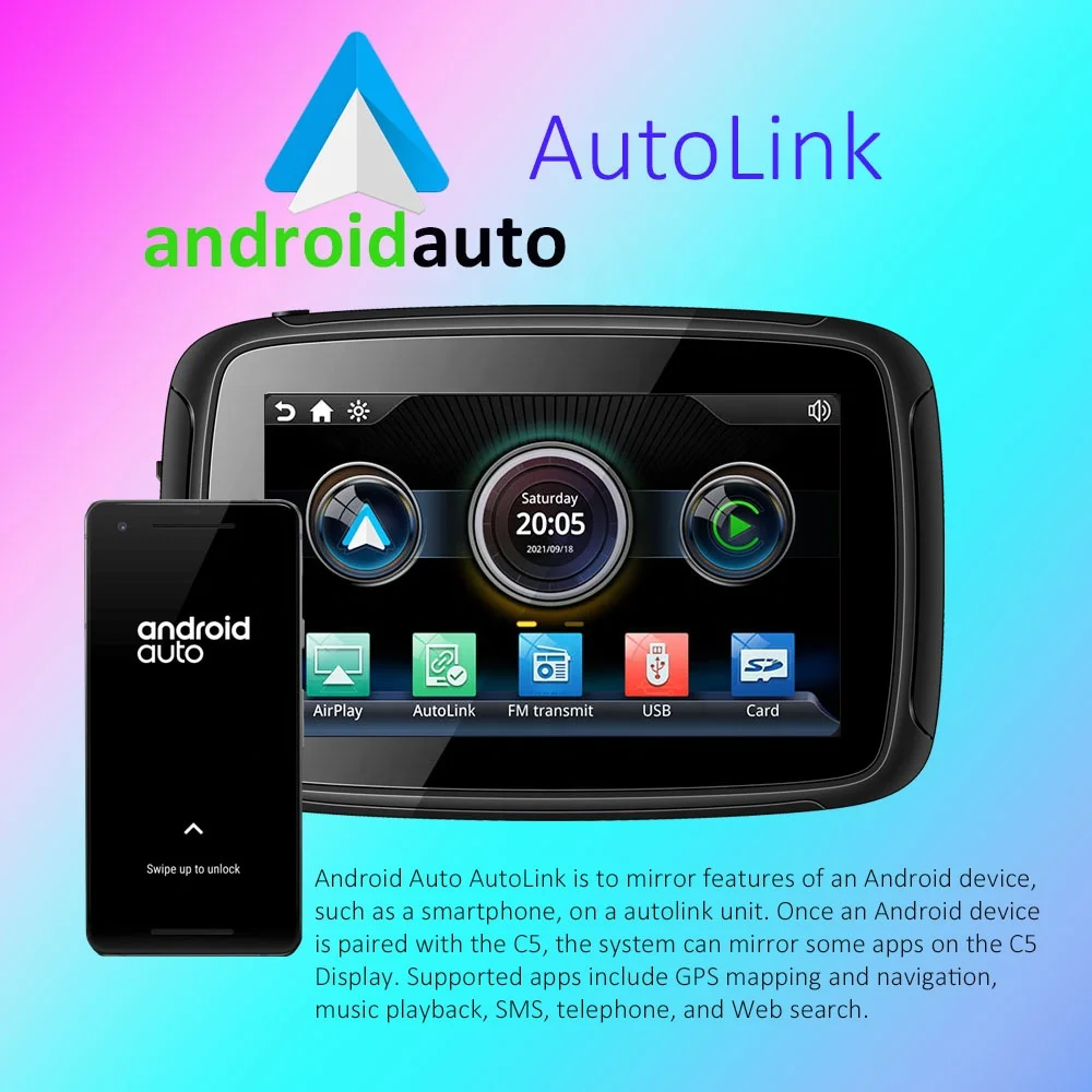5 дюймов IP65 Универсальный беспроводной Carplay Android Авто Linux портативное автомобильное радио CarPlay