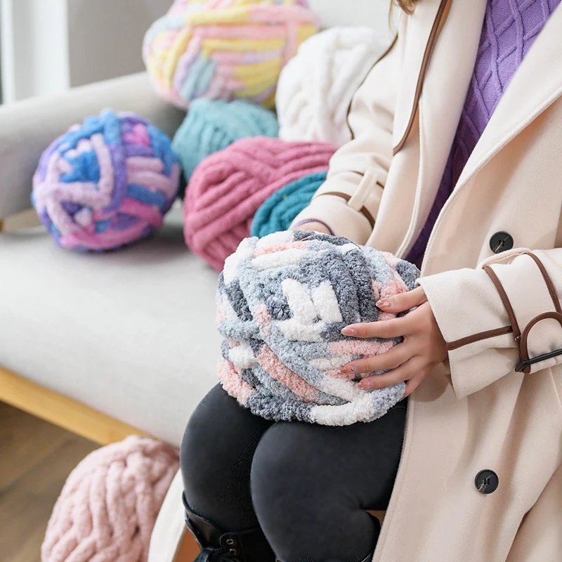 
Yarncrafts Ultra Soft Household Chunky chenille pure Polyester Throw Pillow Blanket Yarn 