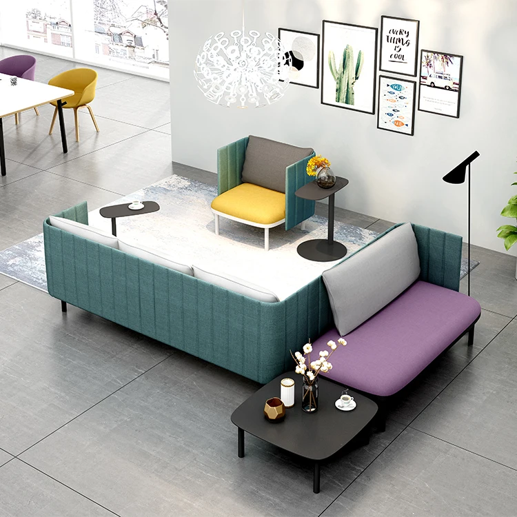 MIGE 2019 Modern Design Commercial Couch Office Living Room Sofa Set Lounge Leisure Armrest Fabric Office Furniture Sofa