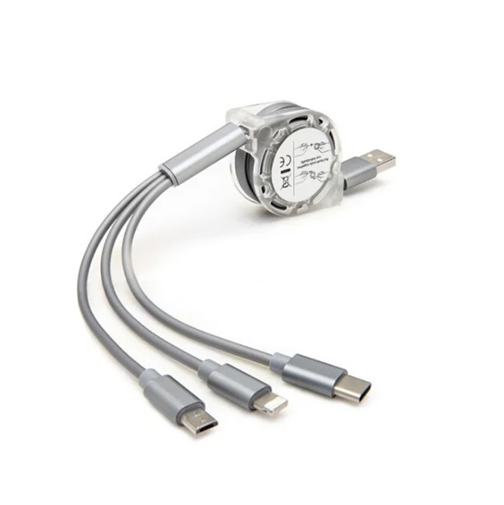  3 в 1 Выдвижной зарядный кабель micro usb Автоматический свернутый растягивающийся