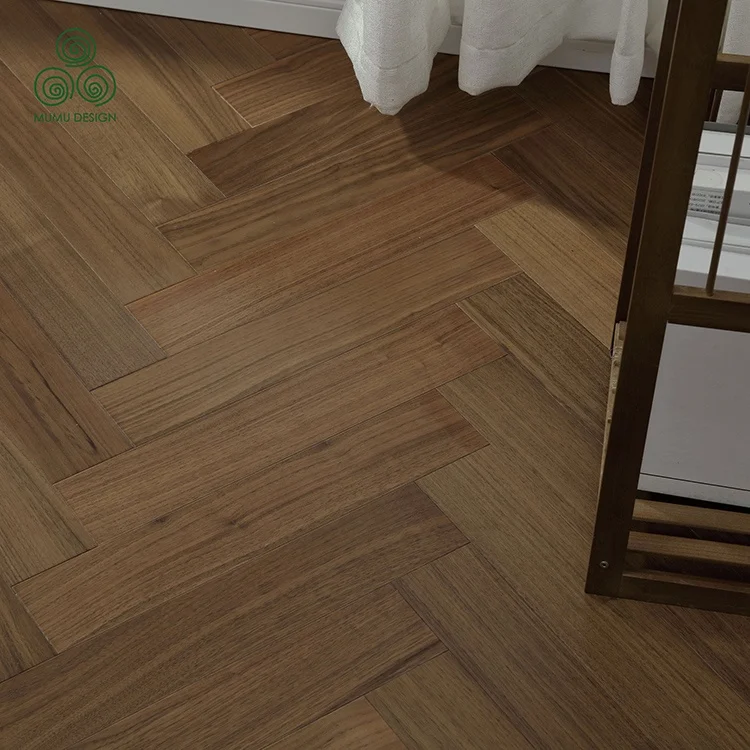 MUMU Chinese Indonesia Versailles Herringbone Parquet Hickory Oak Solid Wood Flooring Plank