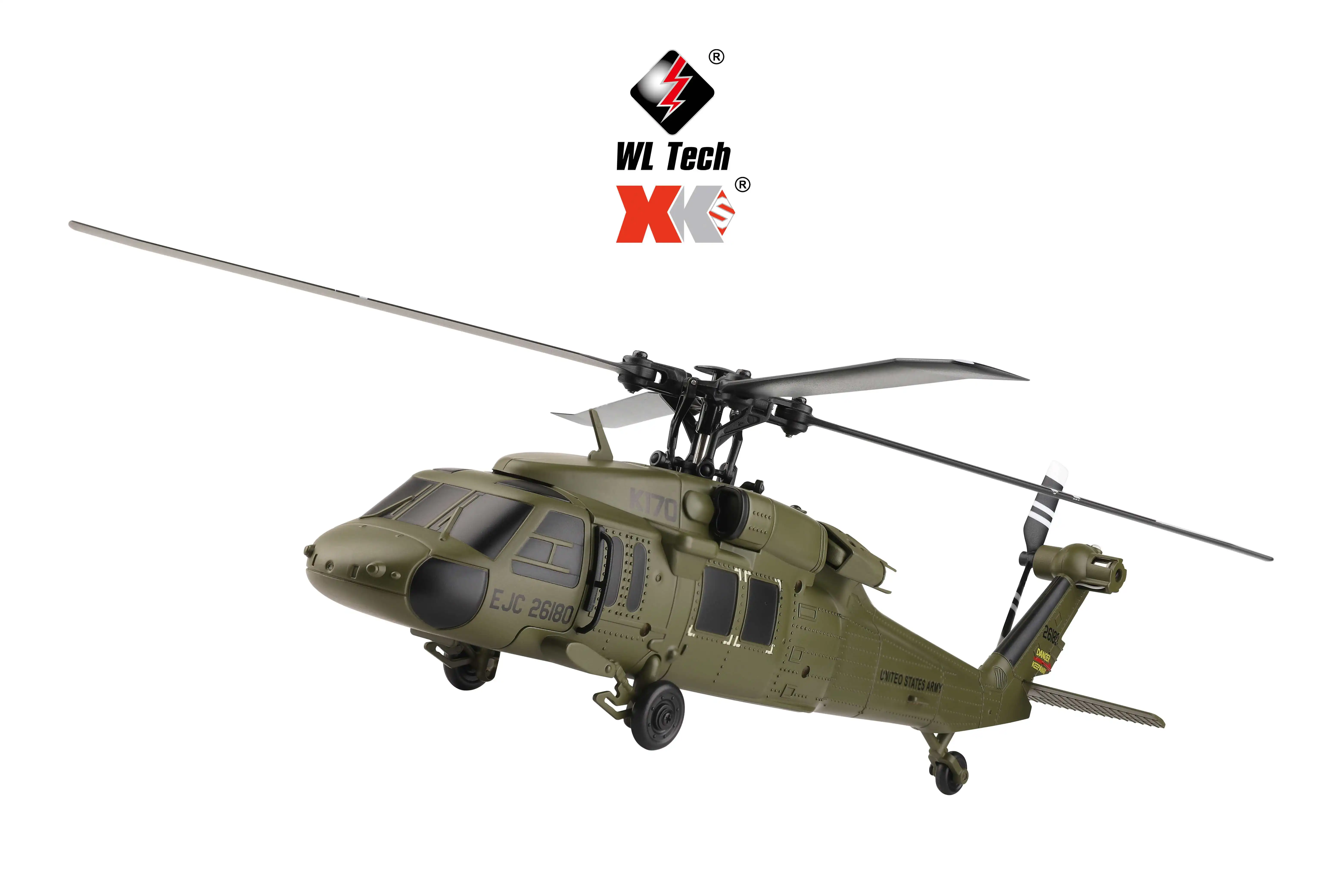 Wltoys K170 RTF UH-60L 2 4 г 4CH 6-осевой гироскоп бесщеточный двигатель Военный Зеленый Радиоуправляемый вертолет игрушки XK рождественские подарки
