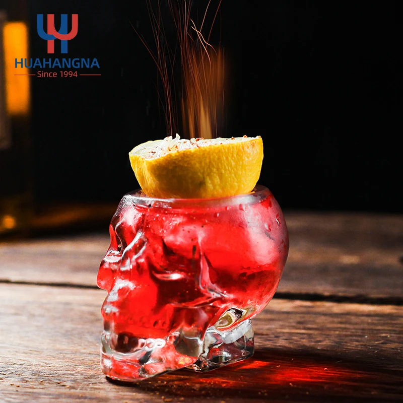 Cocktail Glasses Unique Custom Logo Sublimation Skull Shaped Crystal Clear Vodka Shot Glasses For Gift