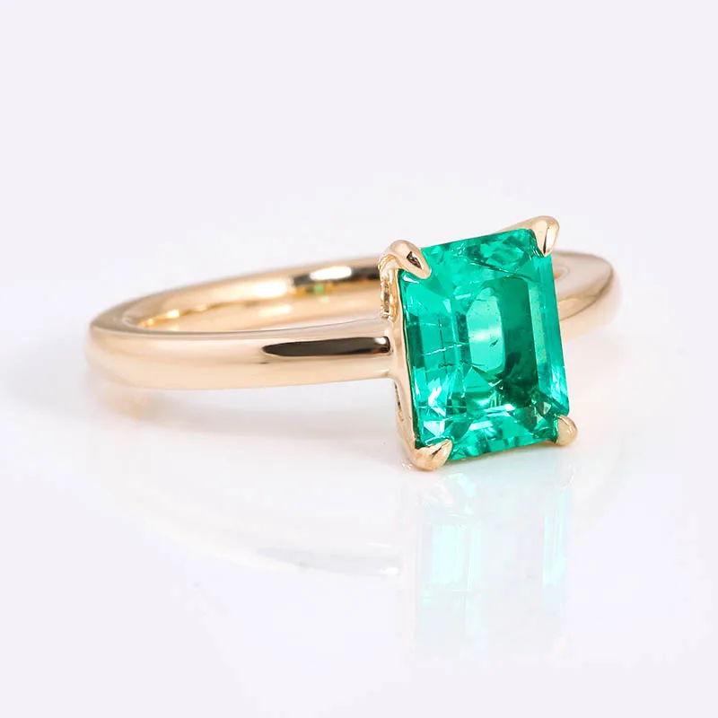 Wholesale price emerald cut lab grown emerald gemstone ring women wedding ring jewelry 14k gold ring custom