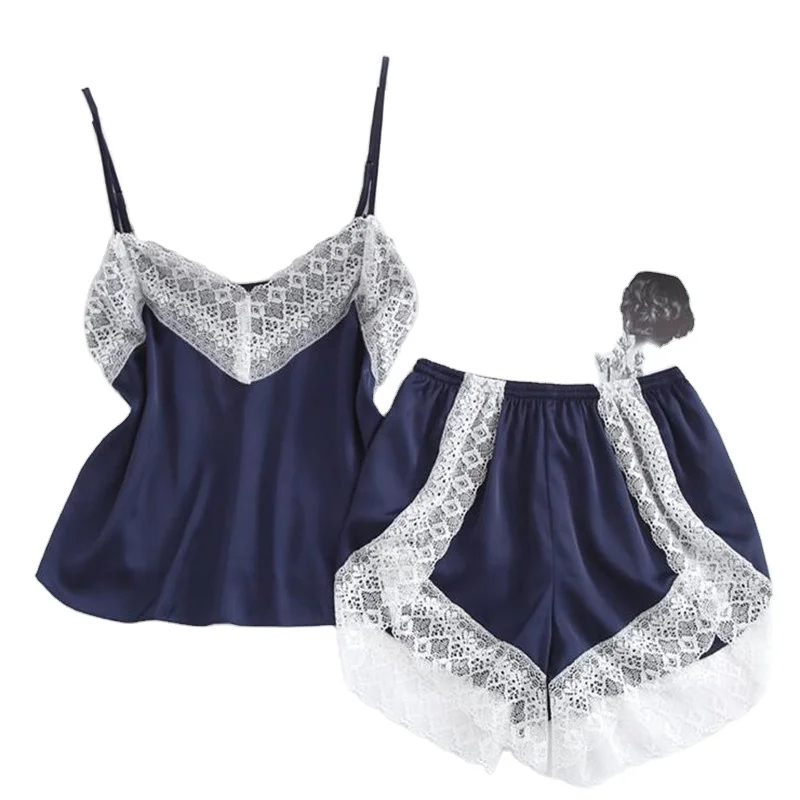 Spot 2020 European American hot style  girls silk nightgown plus size sexy underwear pajamas