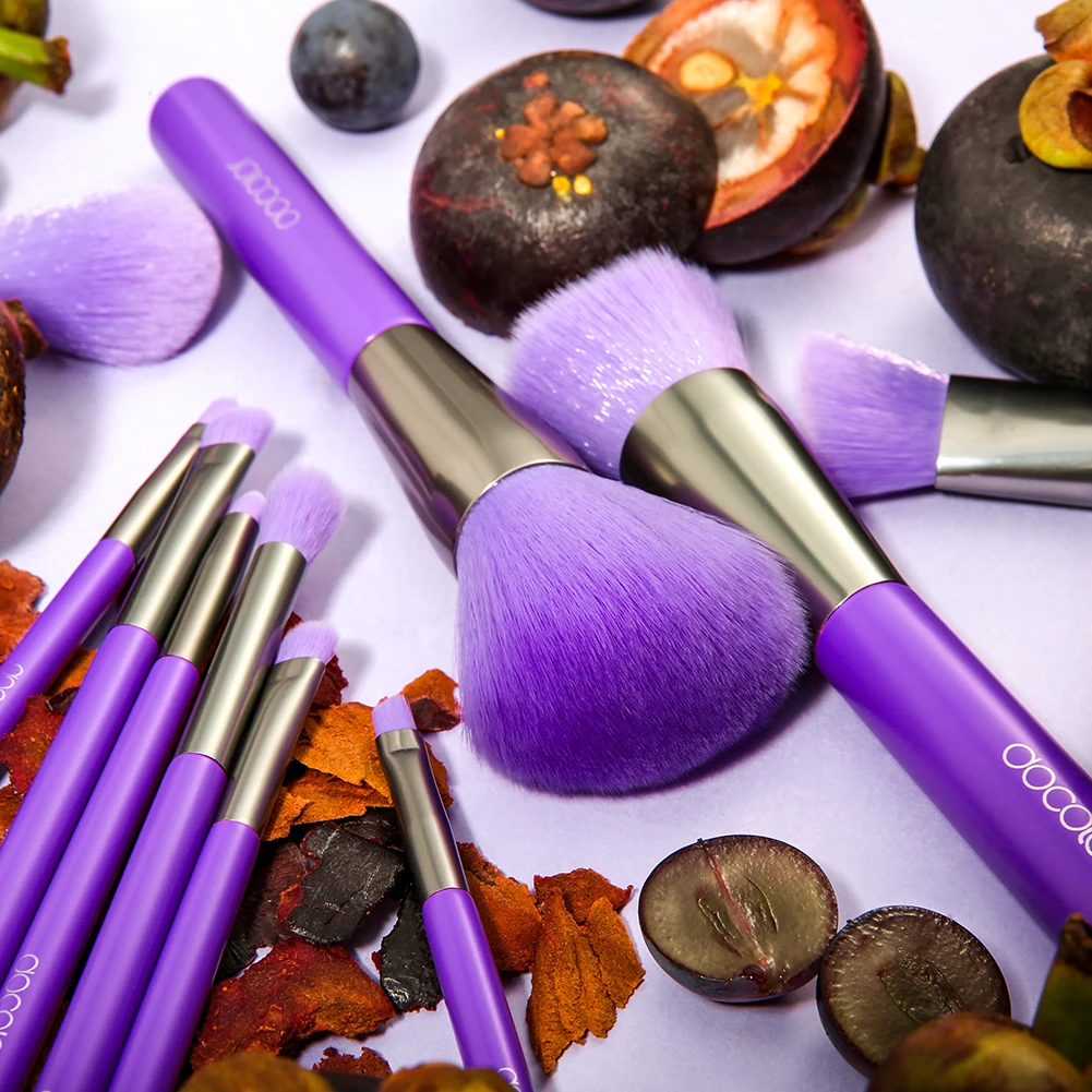 Docolor 10pcs neon purple Professional Makeup Brushes set with cheap price N-1002