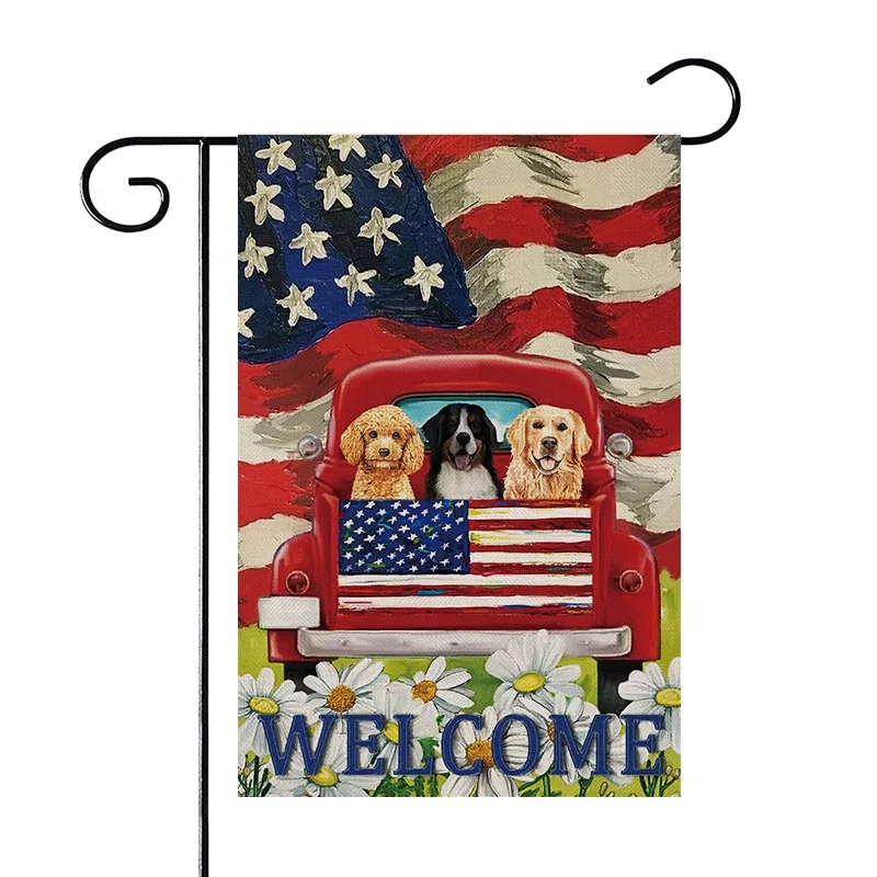 Wholesale 4th of July Dog Car American Flags Patriotic Garden Flags for Indenpendece Day