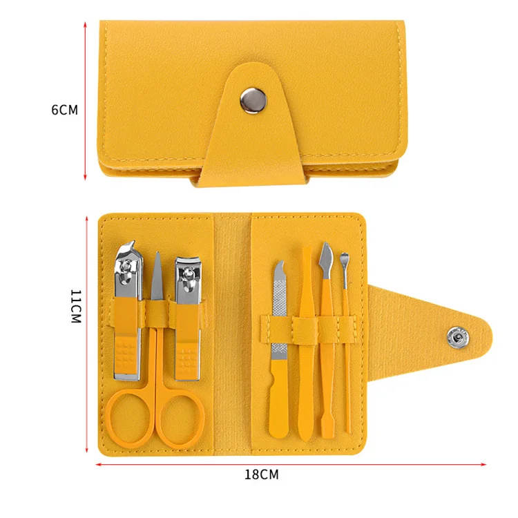 WELLFLYER MS-949 Wholesale 7pcs Manicure Set Stainless Steel Nail Clippers Customizable LOGO Nail Cutters Manicure Tool Kits