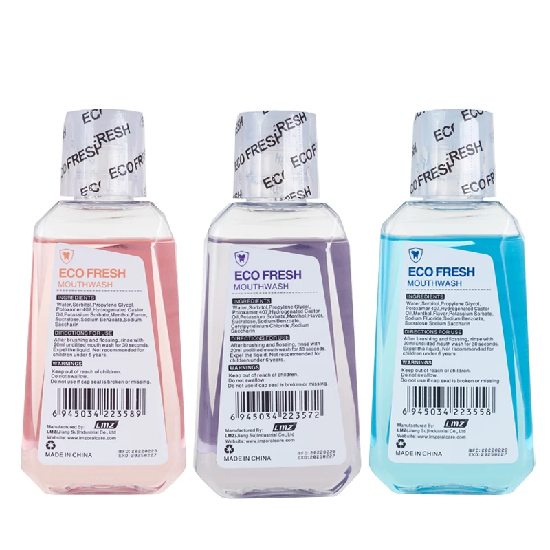 OEM Private Label 250ml Fluoride Free Alcohol Free Travel Portable Fresh Breath Herbal Mint Mouthwash