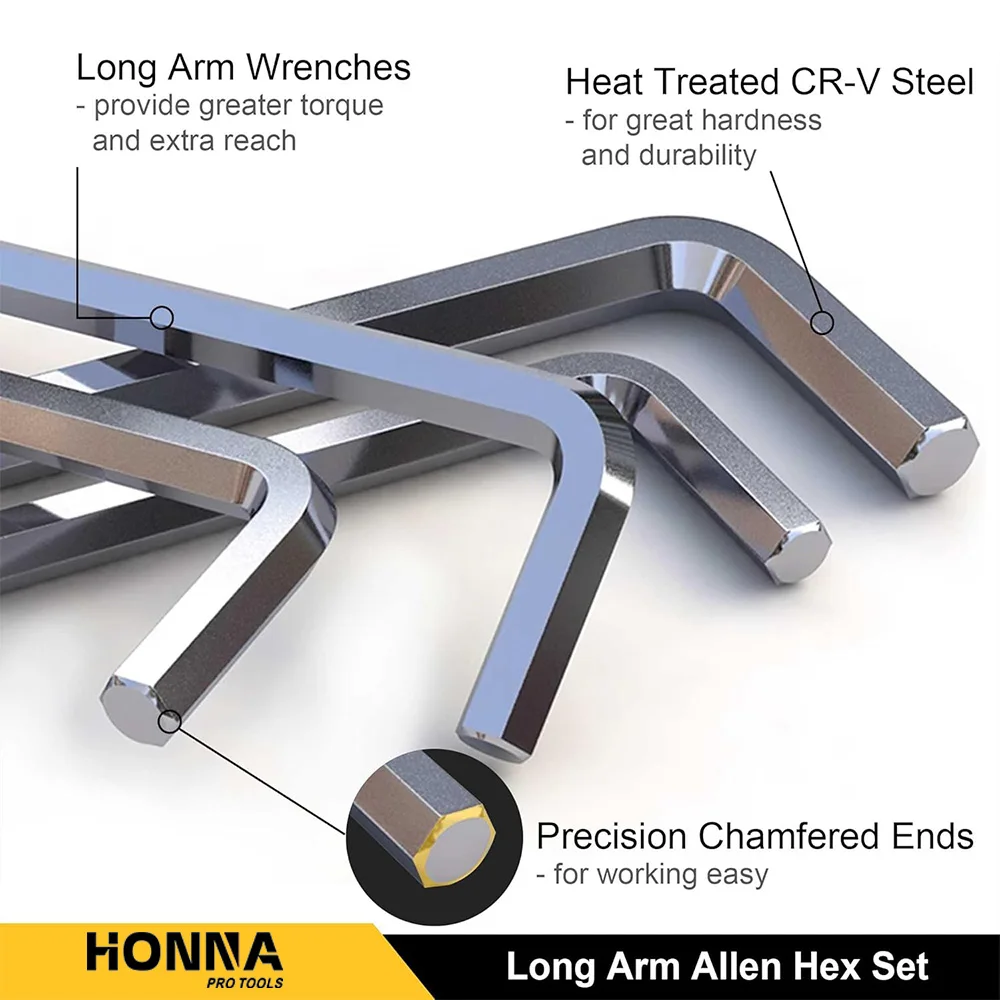 Hot Selling CRV Steel 9pcs Hex Key Set Factory Outlet Square Long Arm Allen Wrench Hot Item