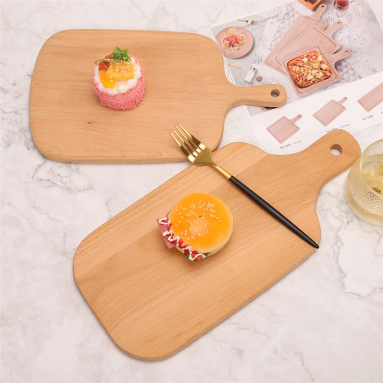 Wooden pizza tray solid wood pizza plate baby food plate beech pizza tray large amount of preferential support for customization
