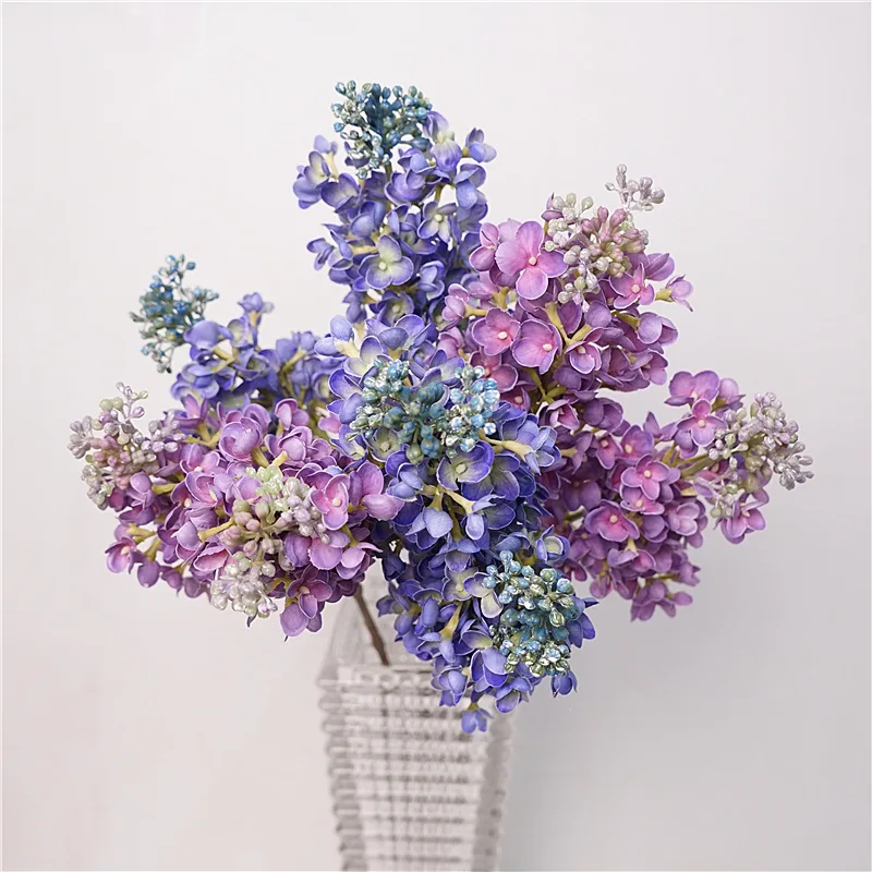 Lilac hand-feeling moisturizing artificial flower home table decoration floral French purple blue flower material
