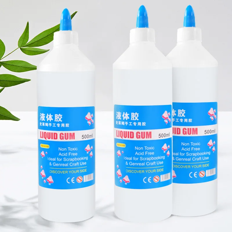 Non-toxic factory sale 500ml thick transparent stealth clear liquid glue for crystal DIY slime kid set