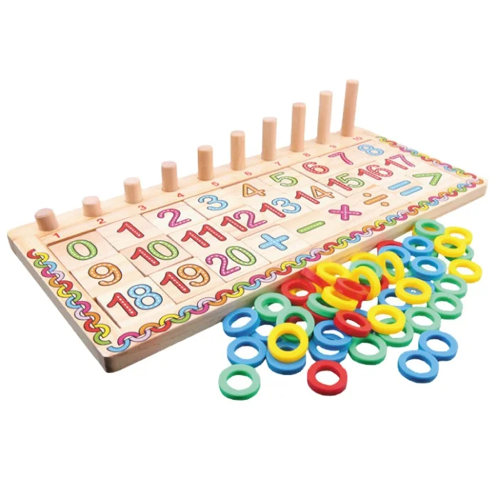 
Montessori Rainbow Children Preschool Teaching Aids Counting and Stacking Board Wooden Math Toy  (60296139731)