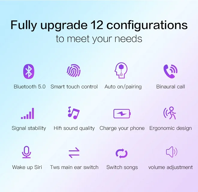 
mini waterproof earbud BT earpiece stereo in ear tws headphones heavy bass true wireless earphones 