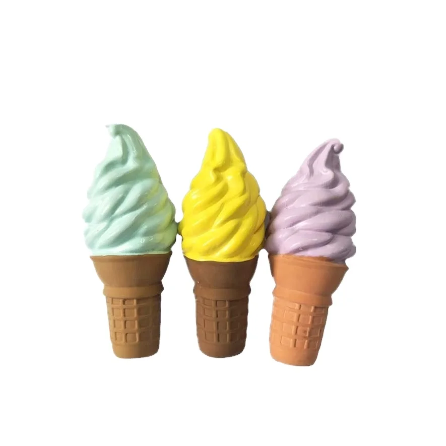 Wholesale New Eco-Friendly Latex Chewable Silicon Squeak Ice Cream Chew Toy for Dogs Pet Toys silicone toy