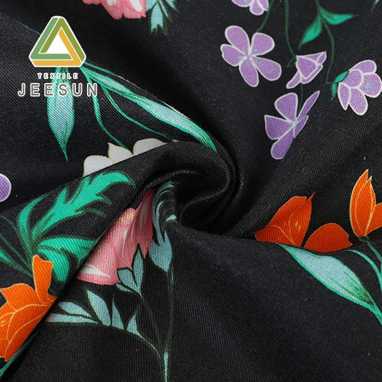 
Hot selling modern new floral elastic cotton spandex lyocell print fabric for dress woman 