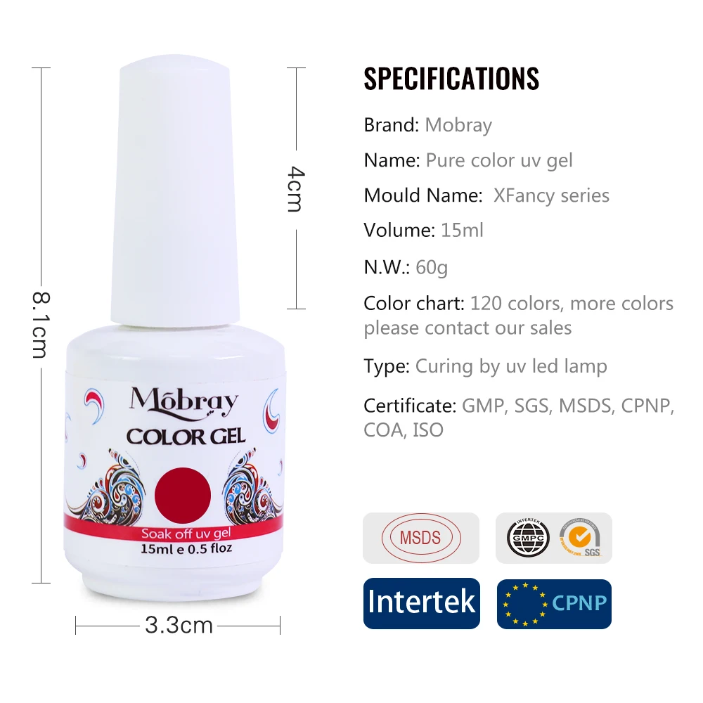 15 ml Cherry color gel Soak Off Gel Nail Polish Varnish Manicure