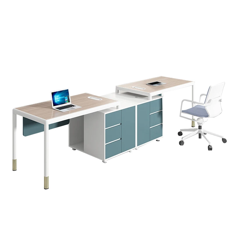 European Style Modern White Office Table Staff Modular Desktop Table Bureau 4 People Office Desk Workstation