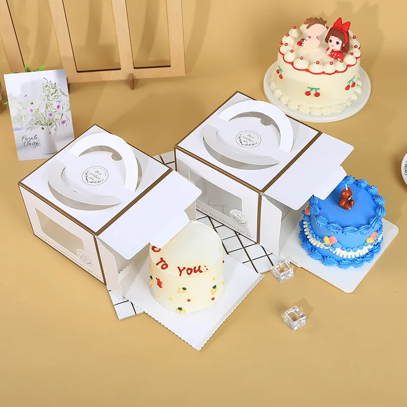 Wholesale Cake Box 4/6/8/10/12 Inch Portable Square Birthday Baking Box Cake Packing Box