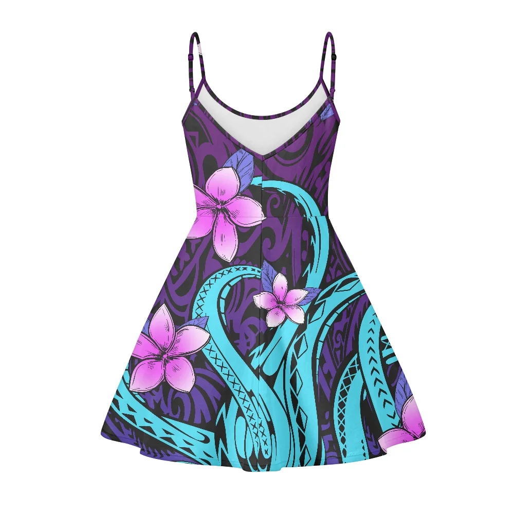 2022 Polynesian Tribal Evening Dresses Women Lady Elegant O Neck Spaghetti Strap Summer Casual custom dress