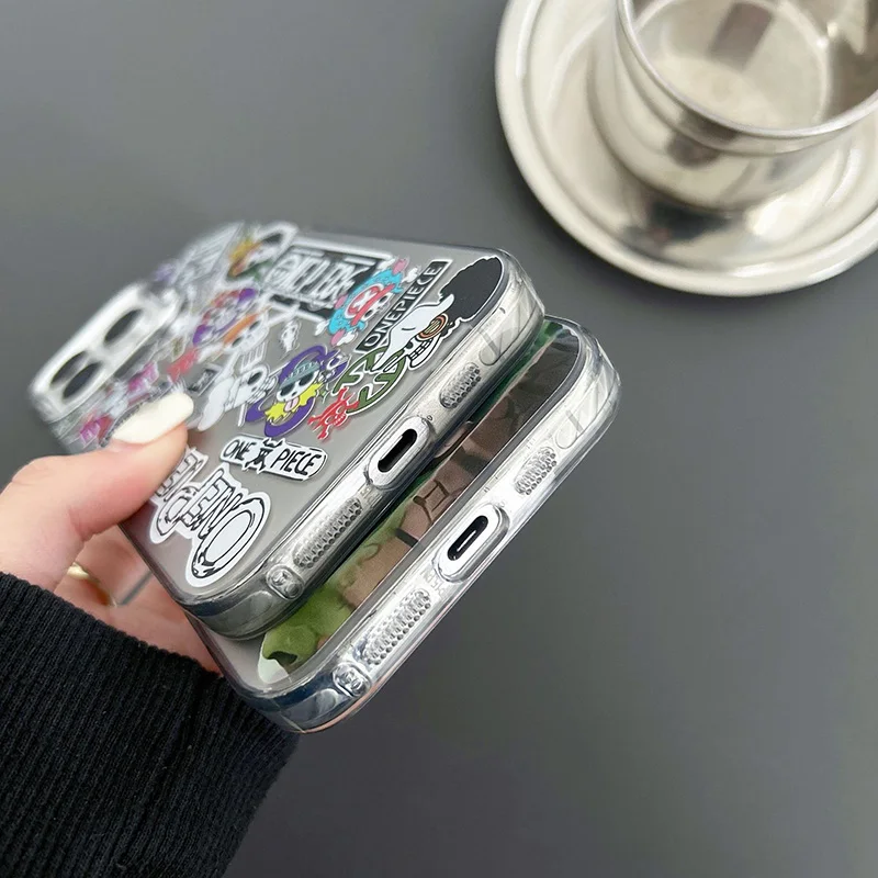 Fashion Phone Case For iPhone XR 11 12 13 14 15 Pro Max Plus Cartoon Anime One Pieces Luffy Zoro IMD Anti-Fall Shockproof Cover