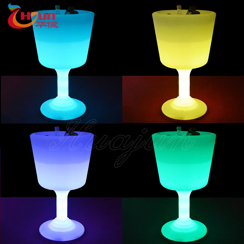 LED illuminated ice bucket coolers remote control RGB color changing large capacity plastic bar led ice bucket