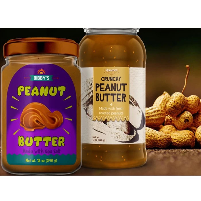 customized self adhesive matte finish roll peanut butter jam jar labels etiquetas food glass bottle packaging stickers