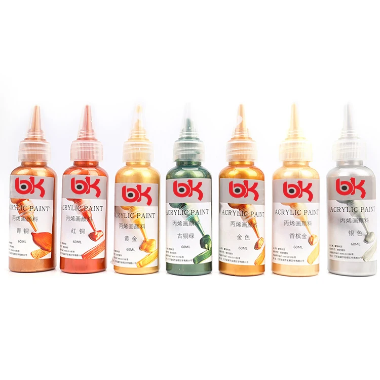 60ml Gold Paint Metallic Acrylic Paint Waterproof Not Faded For Statuary Coloring DIY Hand Clothes Painted Graffiti Pigments