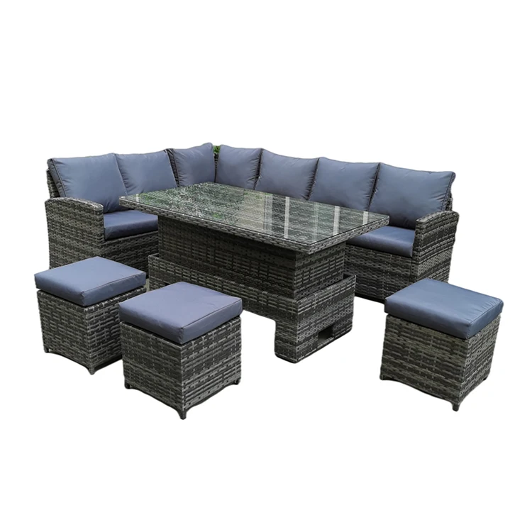 Factory price Natural synthetic nine seat sofa garden sets outdoor rattan