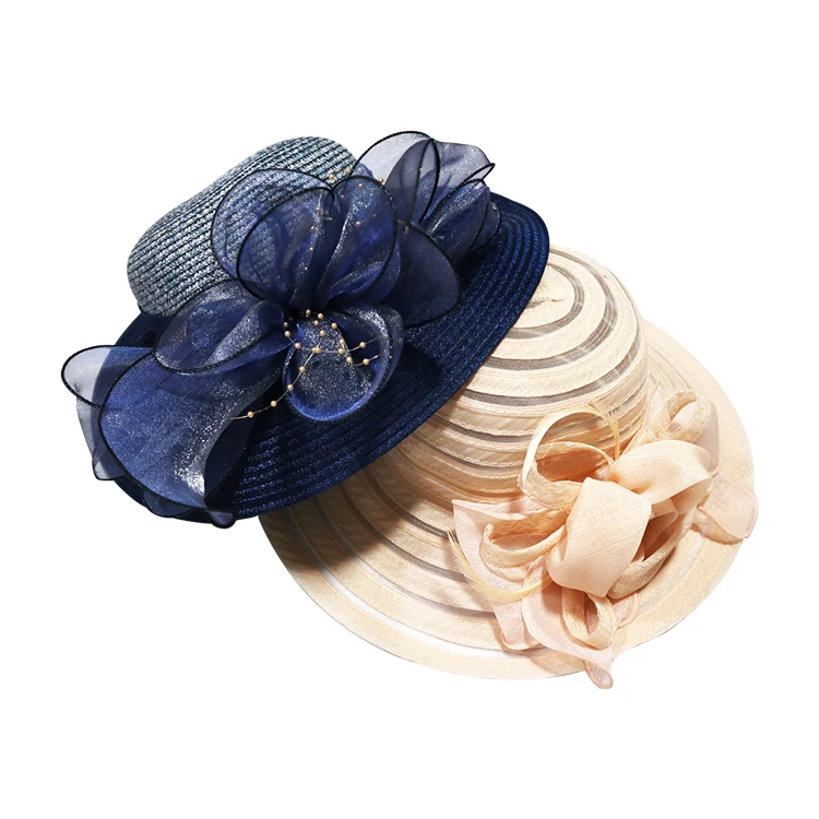 Hot Sale Wedding Church Ladies Wide Brim Hat Charming Bride Formal Hats