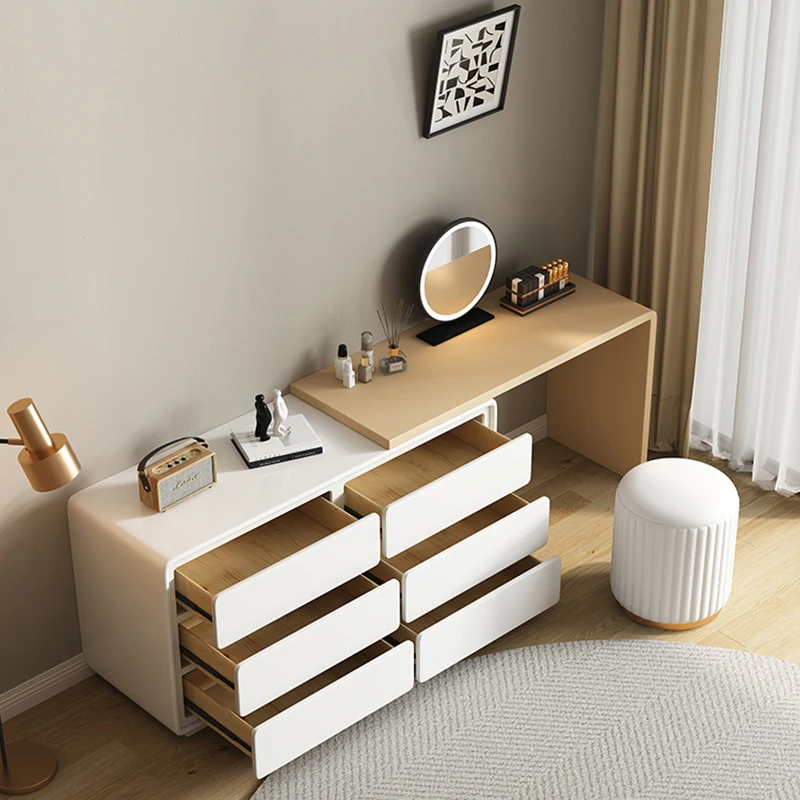 Maxky Dresser Organizer All-In-One Luxury Furniture Bedroom Multifunctional Corner Shelf Simple Wabi-Sabi Style Makeup Table