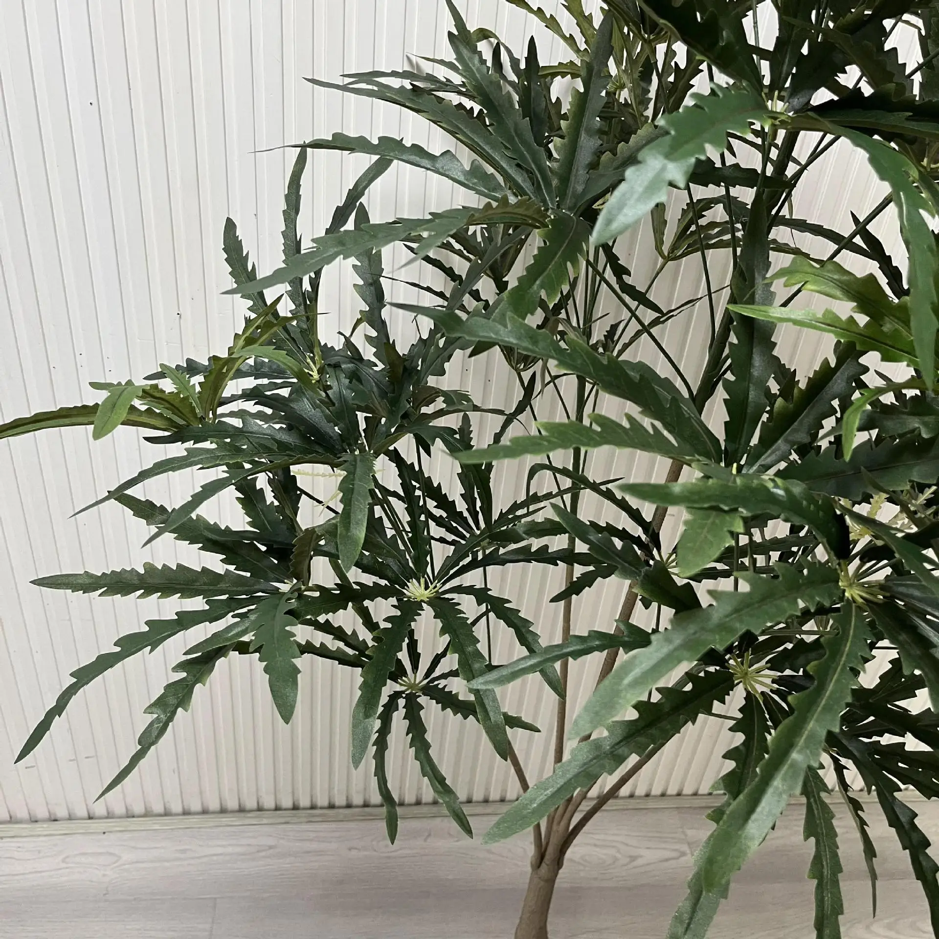 Simulated Malachite Octagonal Leaf Matte Plant Potted Artificial Peacock Banana Bonsai Trees Plastic Grass Greening Decoration