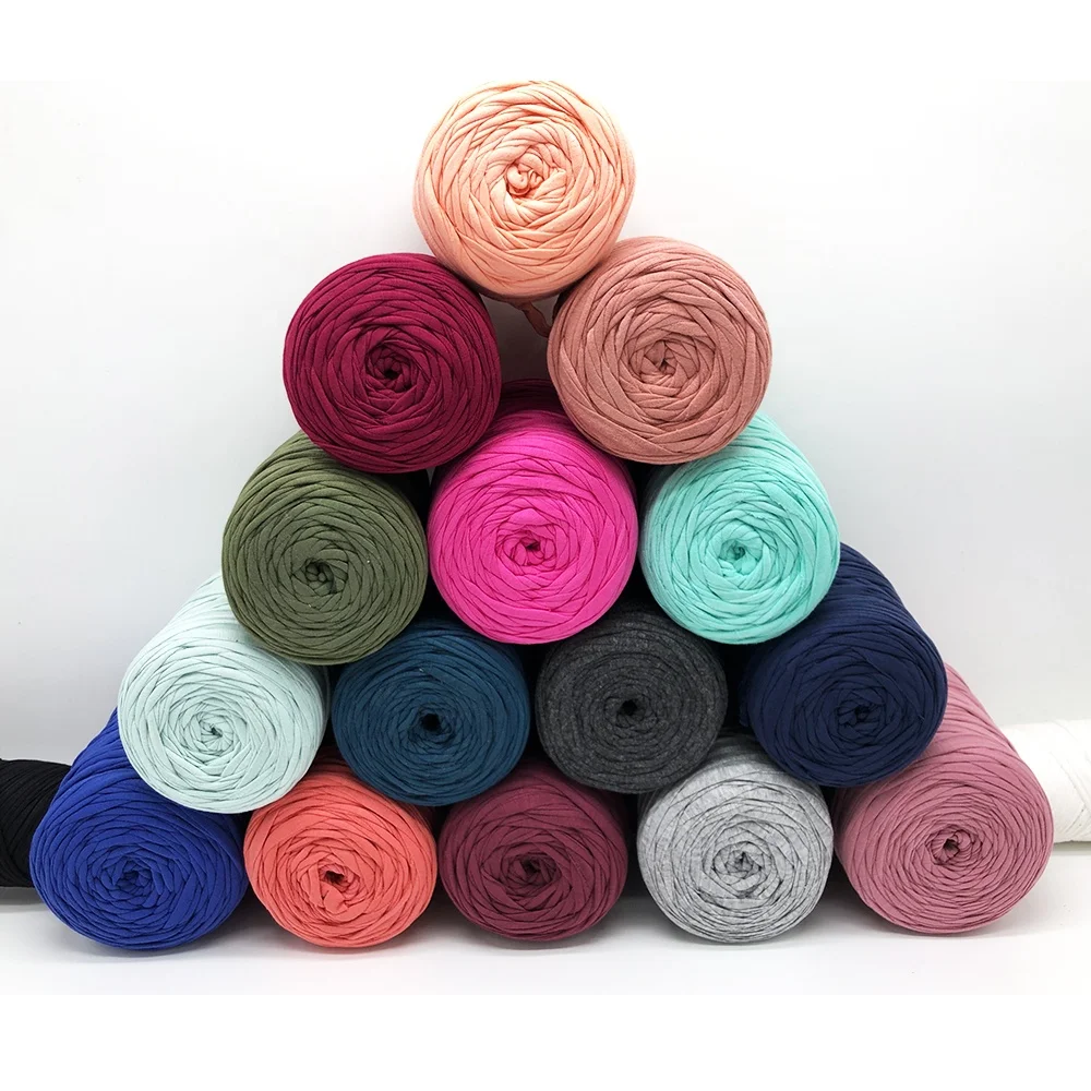 Wholesale t shirt yarn colorful spaghetti yarn 500g fancy crochet yarn