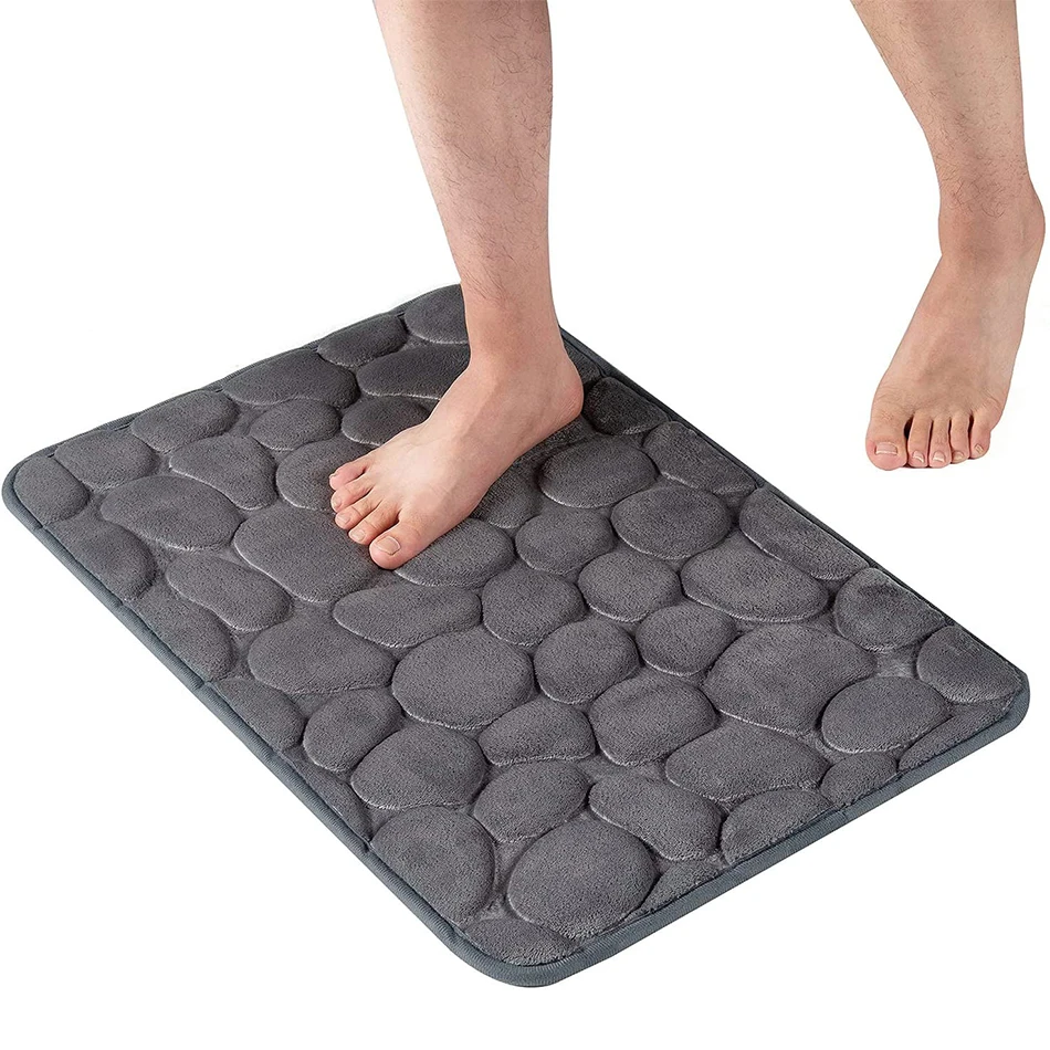 Comfortable Super Absorbent Machine Wash Non-Slip Soft Memory Foam Bath Mat Cobblestone Bathroom Rugs