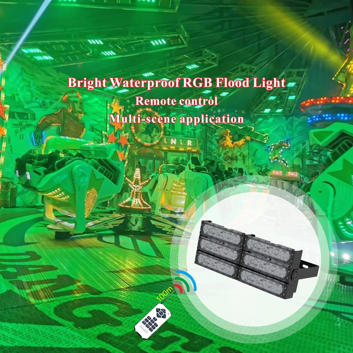 High Quality Remote Control 50W 100W 150W 200W 250W 300W 400W 500W IP65 Waterproof Outdoor Floodlight RGB LED Flood Light