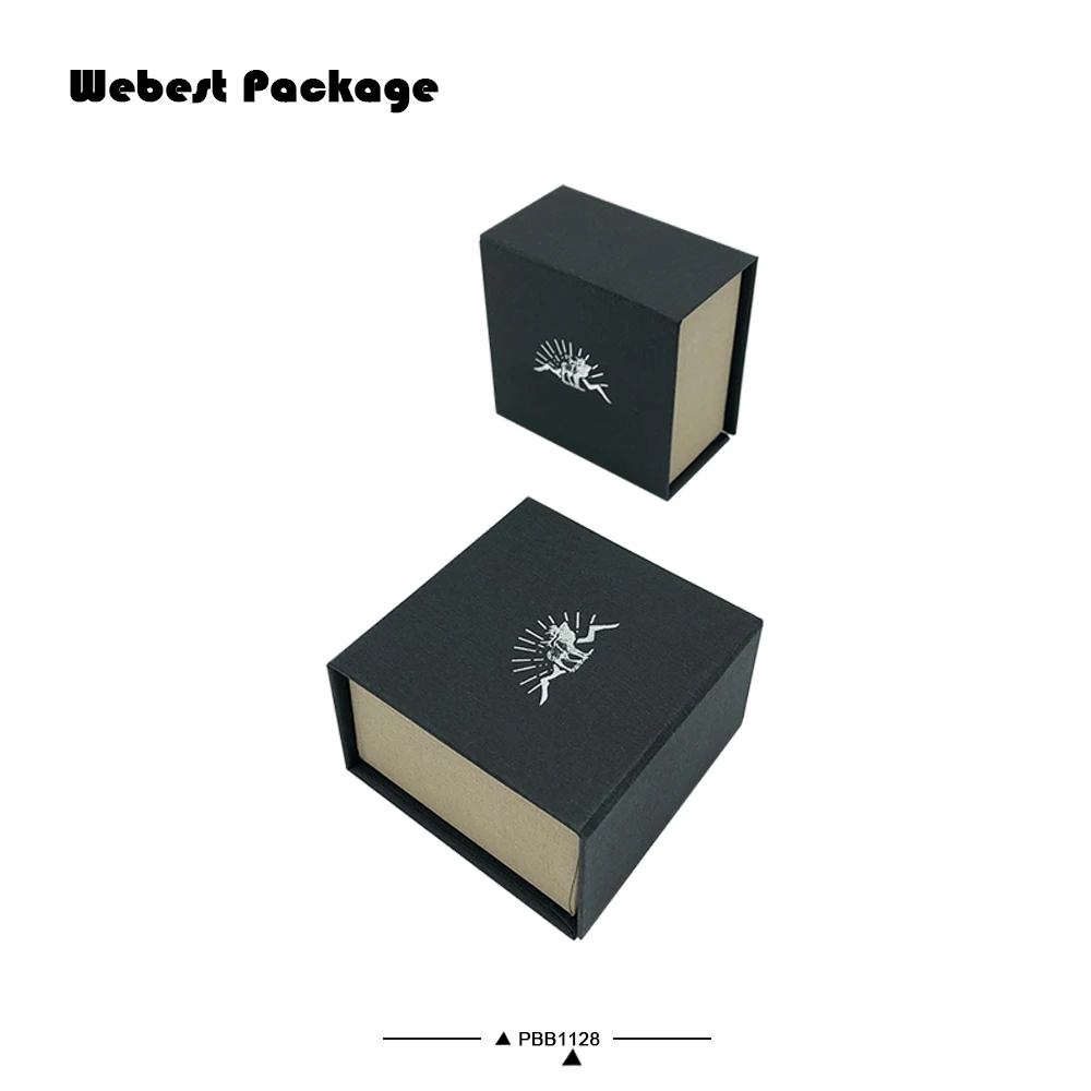 
Webest Package brown kraft paper jewelry box 2rings couple single ring box with hotstamping logo 