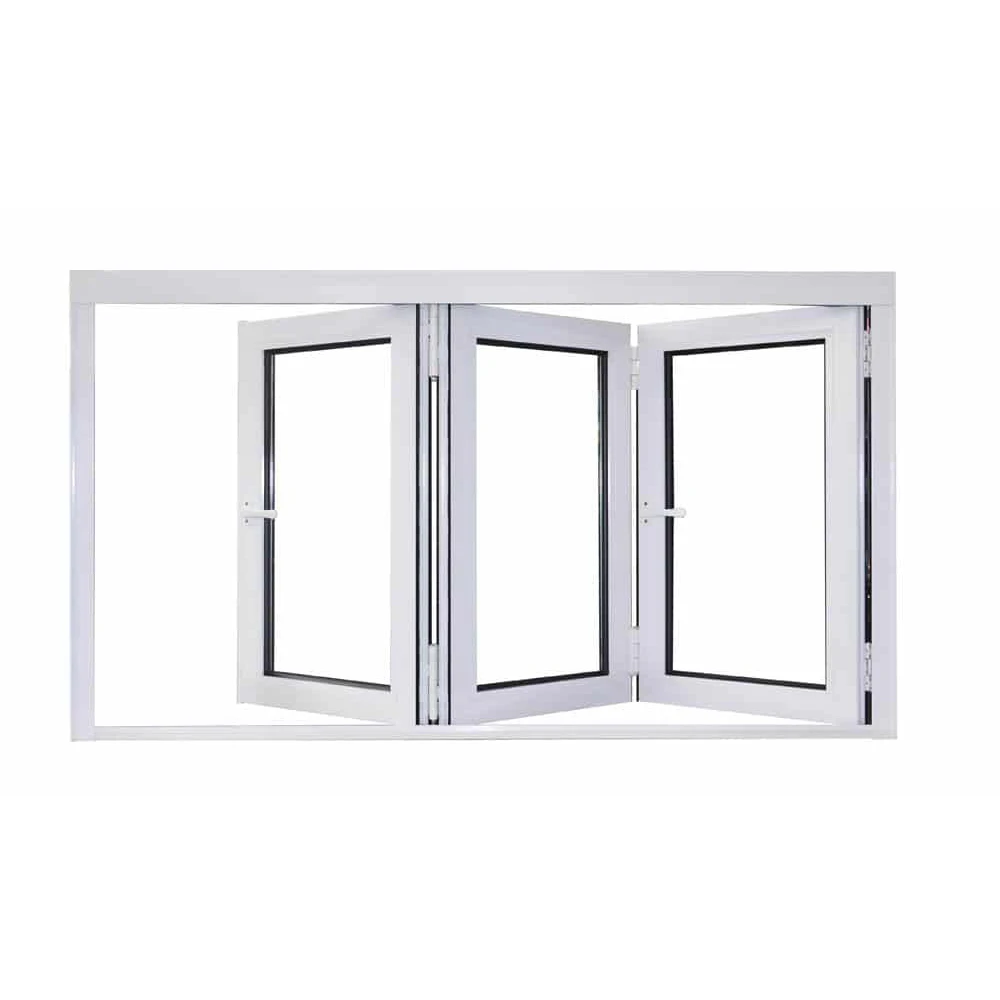 Windproof Outdoor Bar Counter Horizontal Villa White Accordion Folding Window For Kitchen
