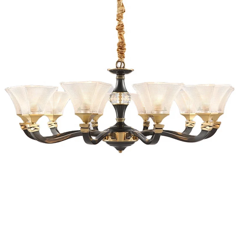 European-style luxury low-key high-end brass living room shopping mall model room hotel front hall crystal glass chandelier