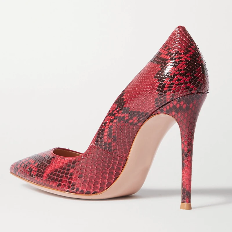 Wholesale Lady shoes Factory Pointed Toe Sexy Snake Print Stiletto High Heels Pumps