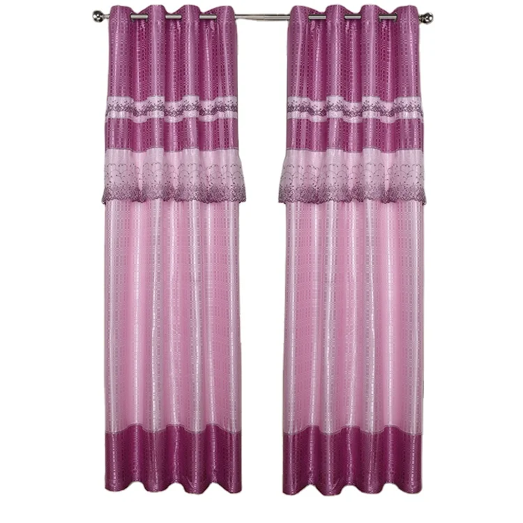 100% Polyester Hot-selling classic design high quality Pink Insulated Blackout Home decoration modern fabric custom curtain