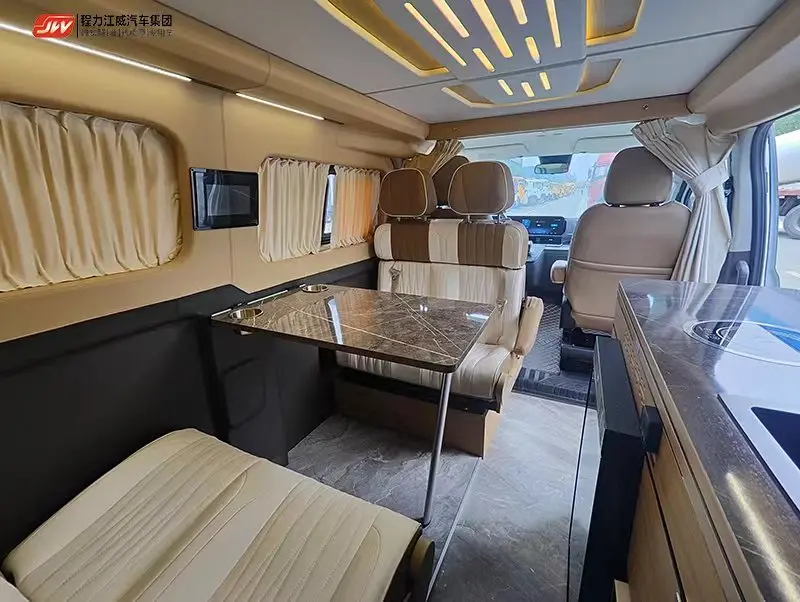 Luxury Fo.rd brand Custom RV Caravan Motorhome for 6 Person Lifting Roof 4*2 220hp Petrol Engine Euro 6 All Furniture LHD