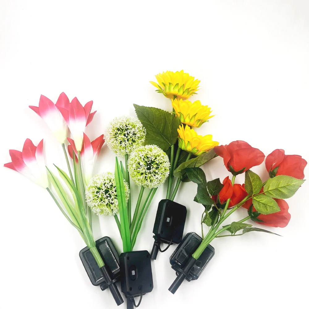 Hsx Oem Amazon Outdoor Solar Garden Lamp Christmas Decoration Ip65 Waterproof Multi-Color Changing Led Solar Lily Flower Lights