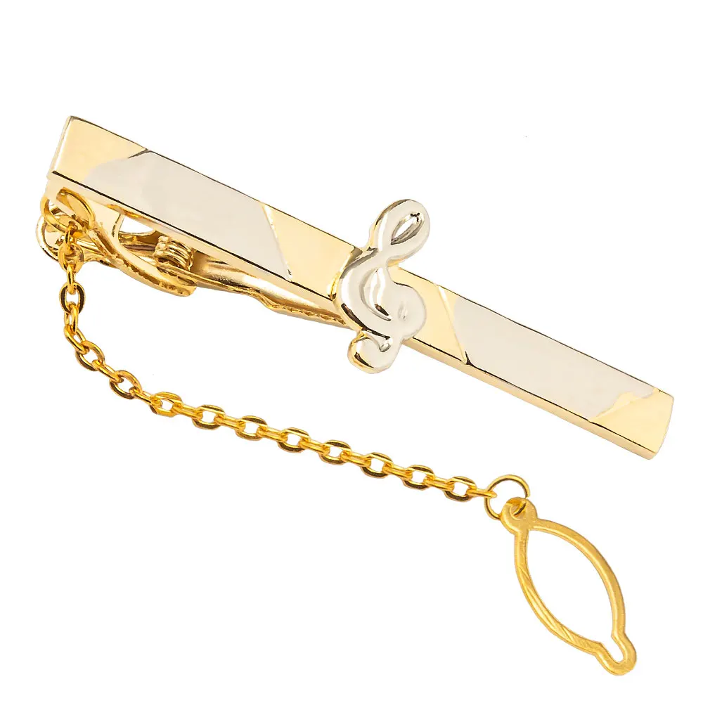Ready to  ship Mens Accessories Classic design Business Gold musical tie clip on neck tie