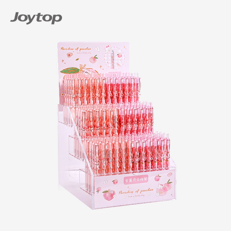 Joytop 3006 Wholesale Peach 0.5Mm Metal Clip Retractable Peach Gel Pens Rack Suits With Custom Logo