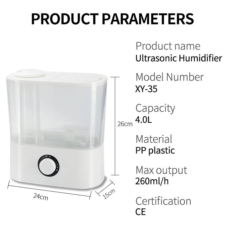 Home Small Appliances White Large 4L Water Tank Air Humidifier Personal Portable Diffuser Humidifier Spray Mist Humidifier