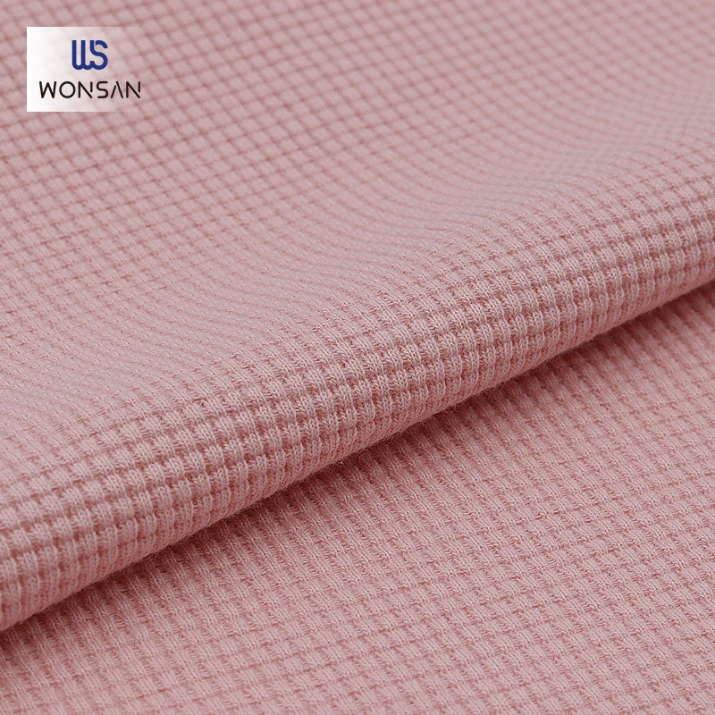 China High Quality Cotton Polyester Garment Loungewear Jacket Cloth Plain Dyed Waffle Knitted Fabric