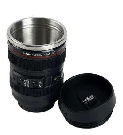 Factory in Stock 400ML Amazon Hot Sale ECO Friendly Camera Lens Coffee Mugs ABS Thermos Travel Coffee Cup